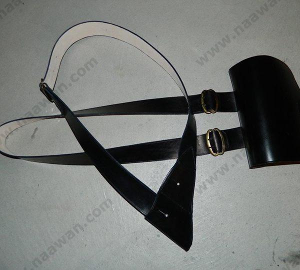 18th century Black Leather Belt Set